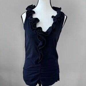 Closet Clean Out Sale!!!!   CAbi Navy Blue Swoon Ruffled Sleeveless Medium